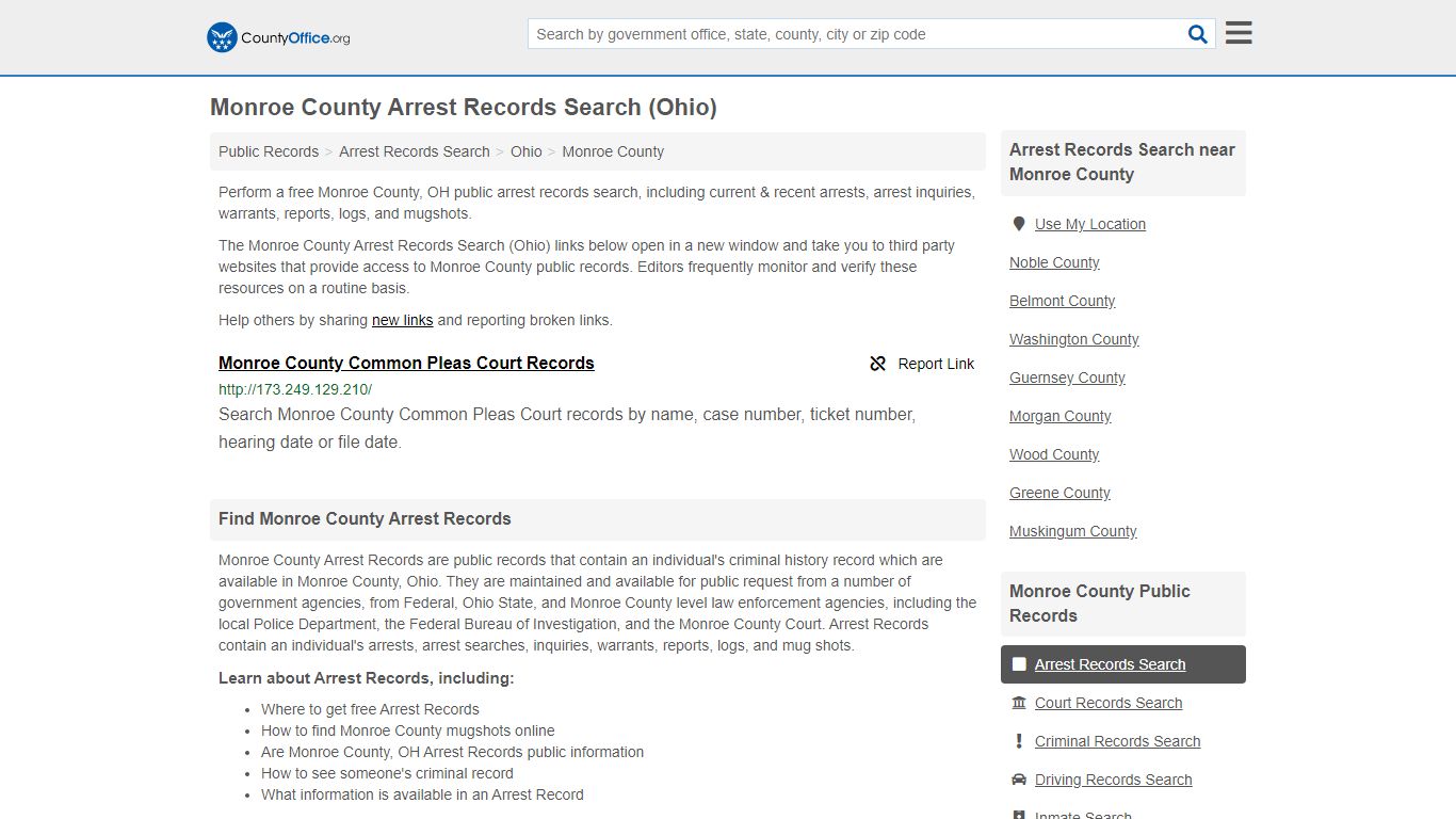 Arrest Records Search - Monroe County, OH (Arrests & Mugshots)