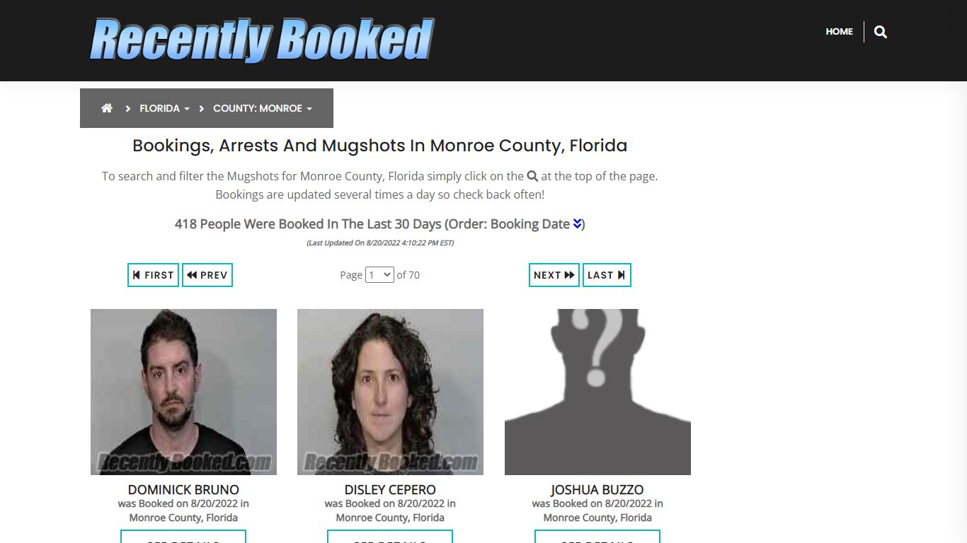 Recent bookings, Arrests, Mugshots in Monroe County, Florida